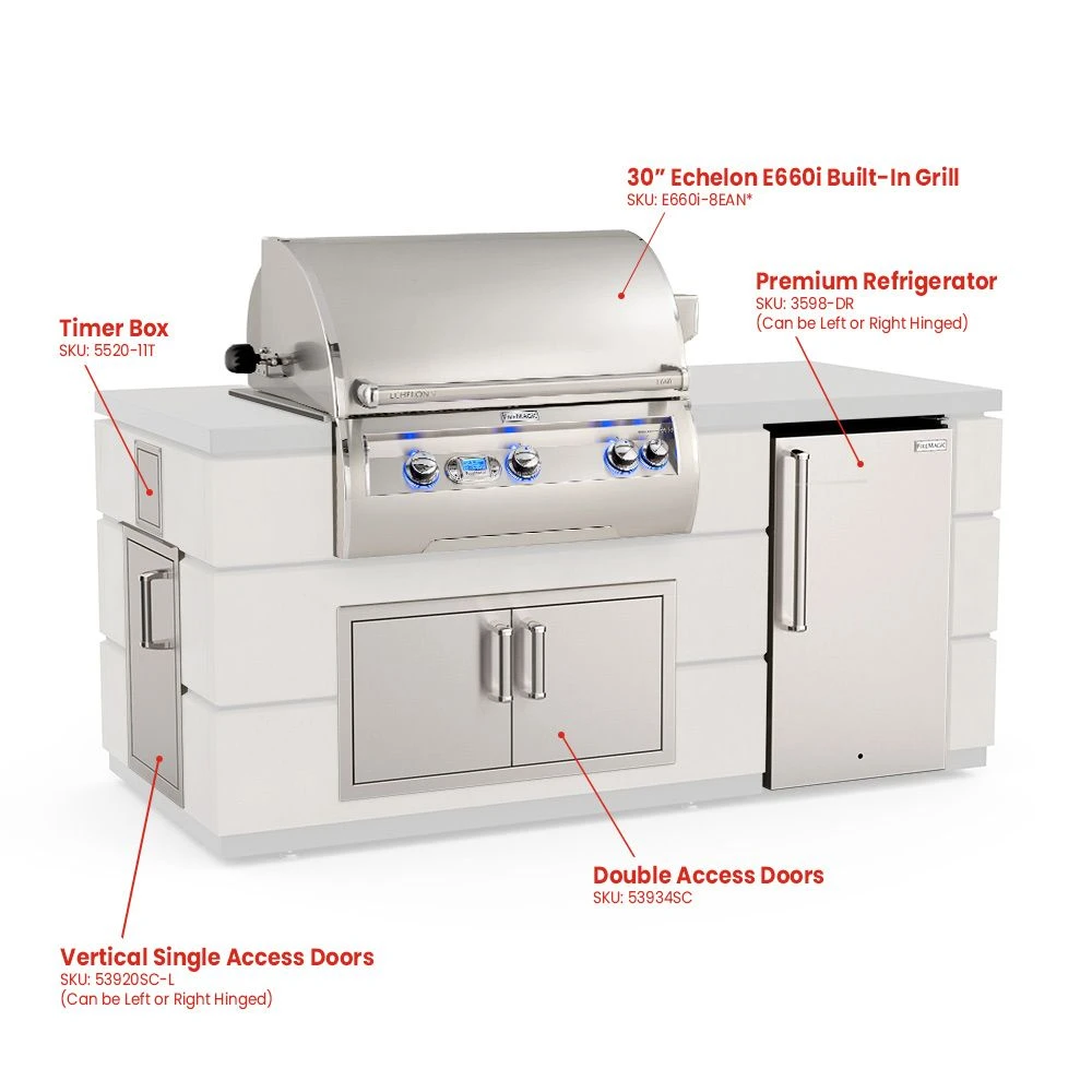 Fire Magic 77-Inch Outdoor Kitchen Island With 30-Inch Echelon Gas Grill, Refrigerator And Doors 4 Fire Magic 77-Inch Outdoor Kitchen Island With 30-Inch Echelon Gas Grill, Refrigerator And Doors - Image 2