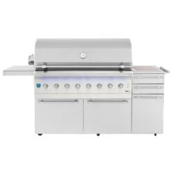 American Made Grills AMG-ENC54-CART Encore 54-Inch Dual Fuel Wood And Gas Grill With Infrared Searing Burner And Rotisserie Kit On Cart