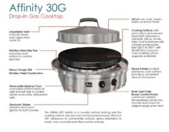 Evo 10-0075 Affinity 30Gp Series Indoor 30-Inch Built-In Flat Top Gas Grill -Party Bbq evo30g info graphic
