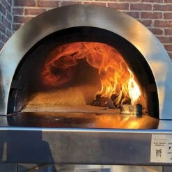 HPC Fire FDP-FORNO-EI Forno Dual Fuel Wood & Gas Countertop Glass Tile Pizza Oven On Cart -Party Bbq fdp forno c 04 21