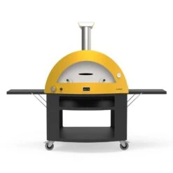 Alfa 5 Pizze 47-Inch Gas Pizza Oven On Black Cart