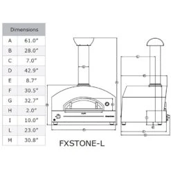 Alfa Stone Medium 40-Inch Countertop Gas Pizza Oven -Party Bbq fxstone l specs 03 20