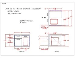 Lynx LTA30 Professional Trash Drawers Combo Unit, 30x23-Inch -Party Bbq lta30 specs b