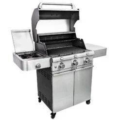 Saber R50CC0317 3-Burner Deluxe Freestanding Cast Infrared Grill With Side Burner, 32-Inches -Party Bbq r50cc0317 d 02 20