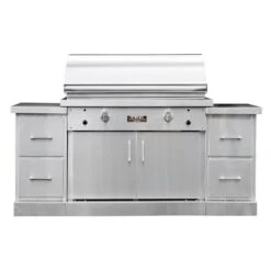 TEC Sterling Patio 2 FR Infrared Gas Grill On Stainless Steel Island, 44-Inches