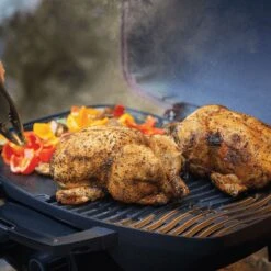 Napoleon TQ285-BL-1 TravelQ Portable Tabletop Gas Grill, Propane 10 Napoleon TQ285-BL-1 TravelQ Portable Tabletop Gas Grill, Propane -Party Bbq tq285 lifestyle b roll camping chicken with tongs
