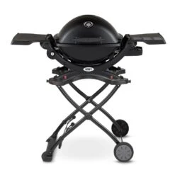 Weber Q1200 Portable Propane Gas Grill With Side Tables On Scissor Cart (WEB-Q1200-PCART)