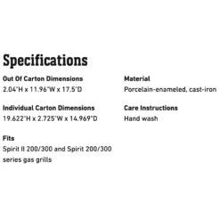 Weber Griddle For Spirit And Spirit II 200/300 Series Grills (WEB-7658) -Party Bbq web 7658 spec a 05 22
